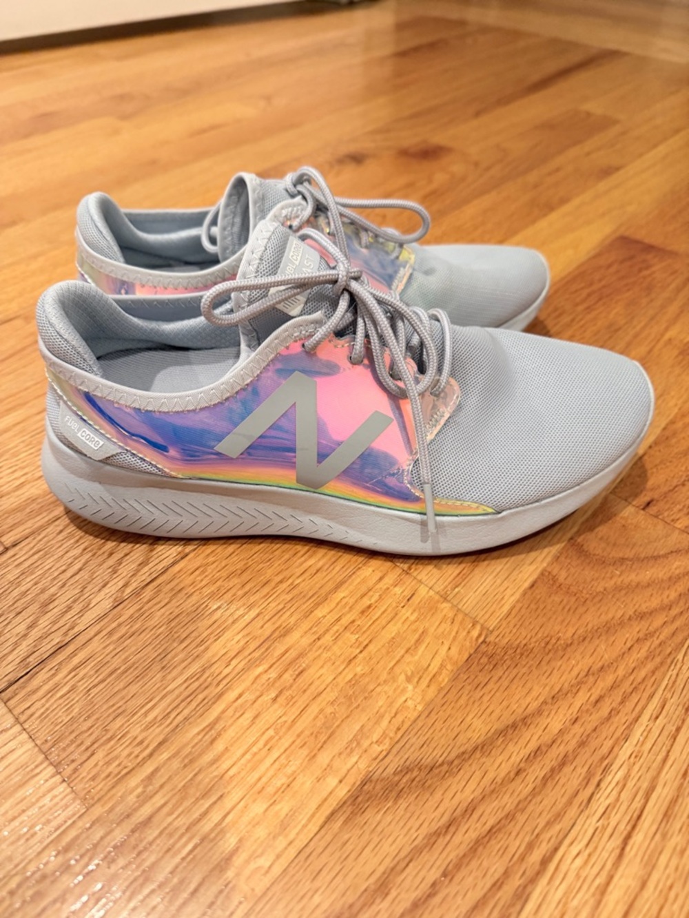 New Balance Women’s Light Gray Sneakers with Iridescent Accents